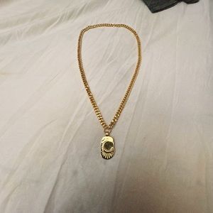 18k gold plated cuban chain 21” with moon pendant